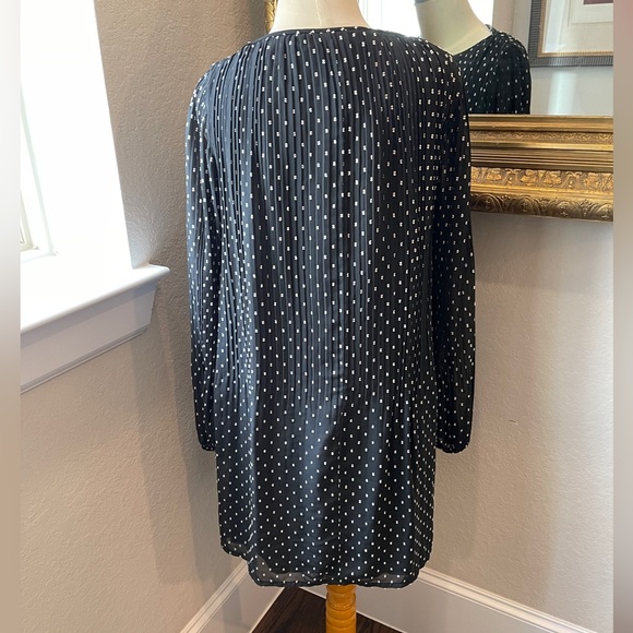 Maje Pleated Rockito Allover Polka Dot Print Black and White Shift Dress. Size 2 - Picture 7 of 14